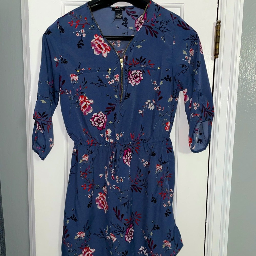 Dusty blue floral dress
